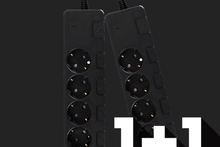 [1+1] 예쁜 인테리어 멀티탭 4구형 1M+1M 2개입 세트 3colors