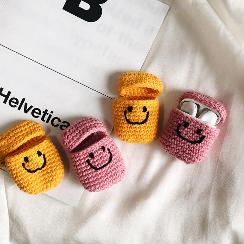 해피 스마일 에어팟 니트 케이스 핸드메이드 손뜨개