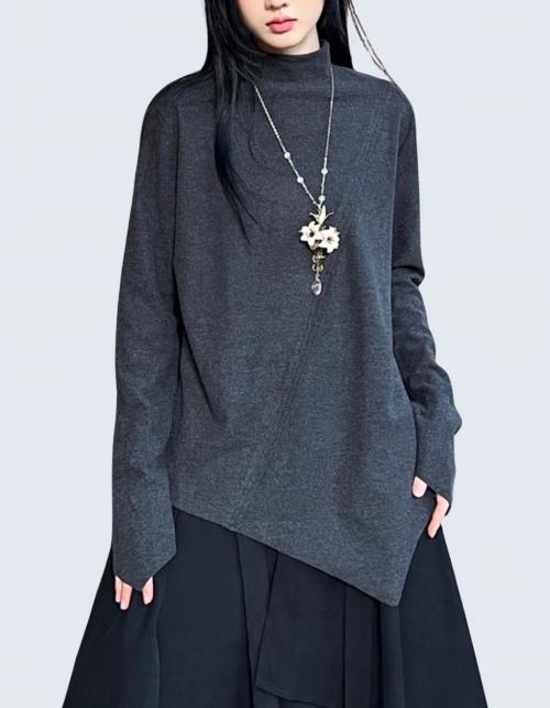 slim fit elastic turtleneck T-shirt