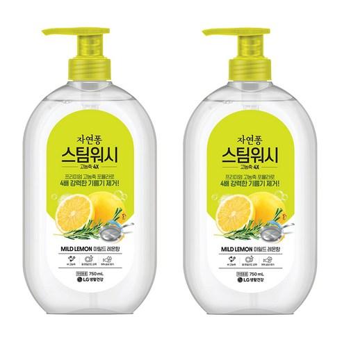 자연퐁 스팀워시 4X 주방세제 레몬향, 750ml, 2개 - 일반주방세제 | 쿠팡