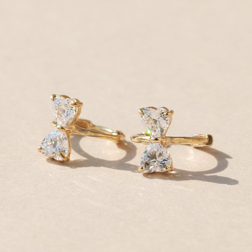 [로탈라] 14k 하트 리본 원터치 귀걸이