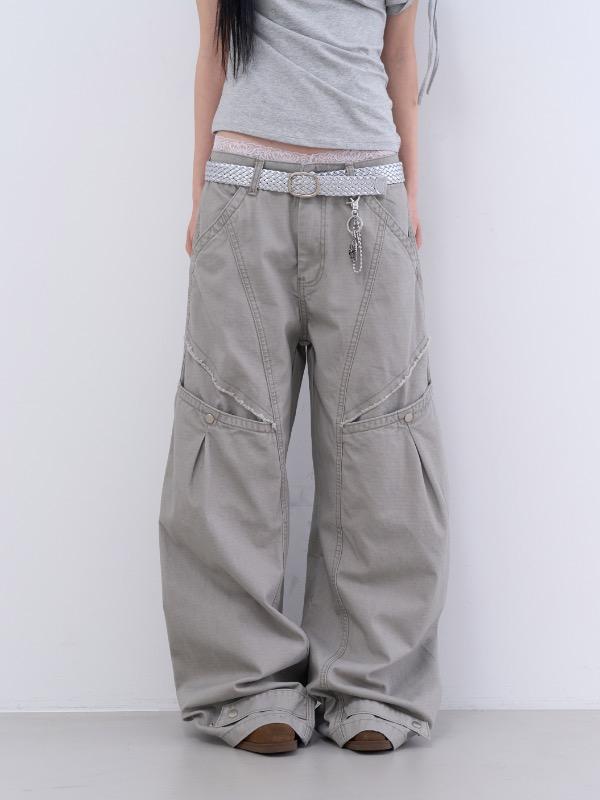 로웨어 frayed pocket panel wide pants
