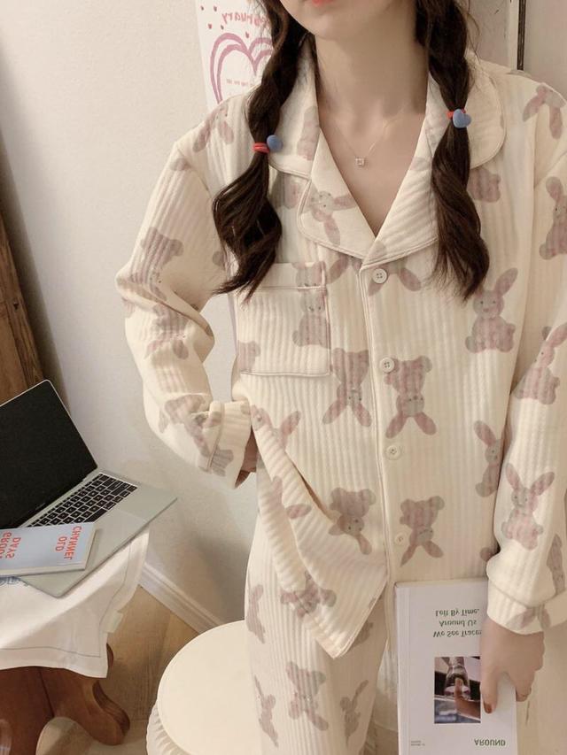 여성 토끼 누빔 잠옷세트 래빗 겨울파자마 파티 홈웨어 실내복