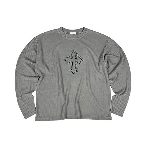 Classic Cross Pigment Oversized Knit ((Gray))