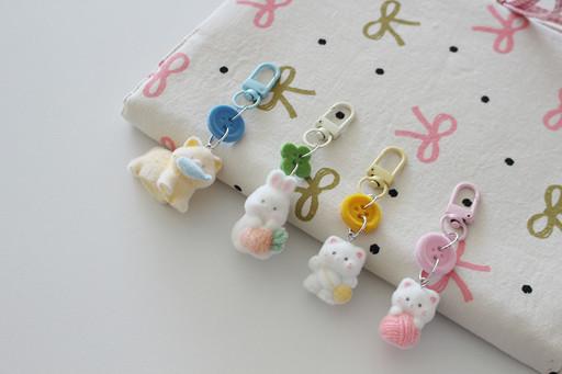귀여운 미니동물 단추 키링 열쇠고리