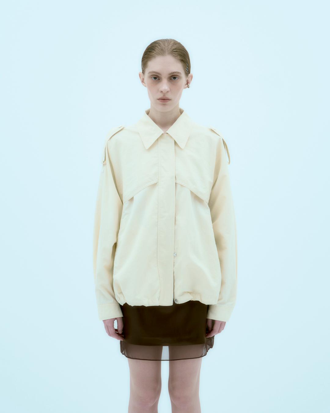 [04.21 예약 발송] HEZE oversized trench bomber jacket Butter Cream