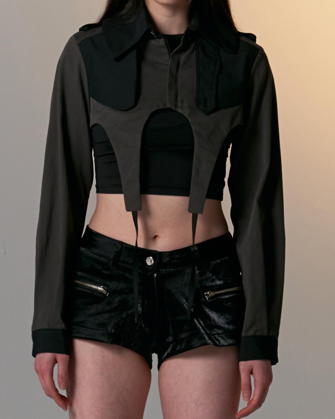 Trench Crop Jacket (Black)