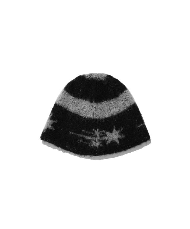 STRIPE 3STAR LOGO MOHAIR BEANIE[BLACK]