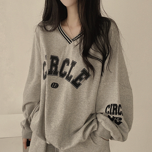 럽앤썸 Circle 오버핏 맨투맨 + 반바지 트레이닝 세트 3color