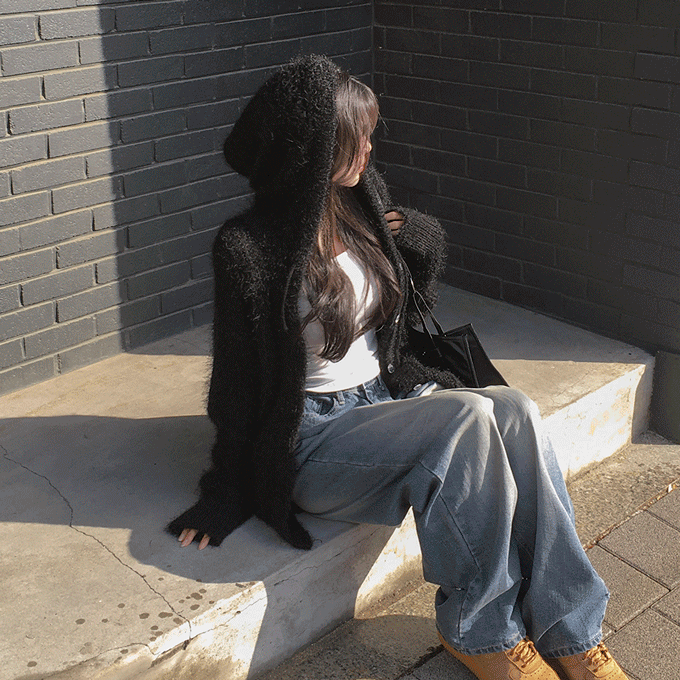 히니크 [겨울신상] 미키드 후드 가디건 -4 color