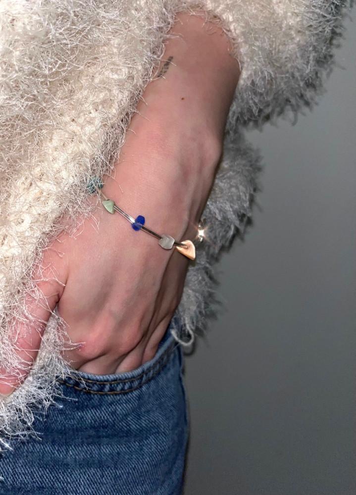 [스트링더비즈] 멀티 캣츠아이 화이트 스틱 팔찌