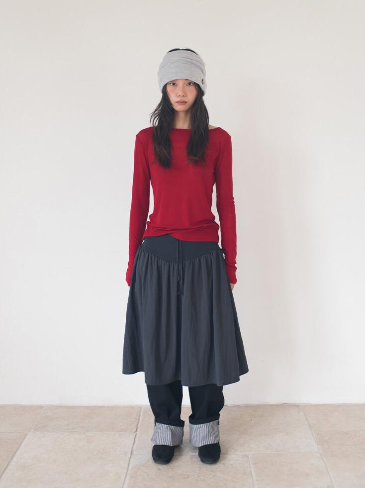 [4차] FLARE RIB SKIRT (CHARCOAL)