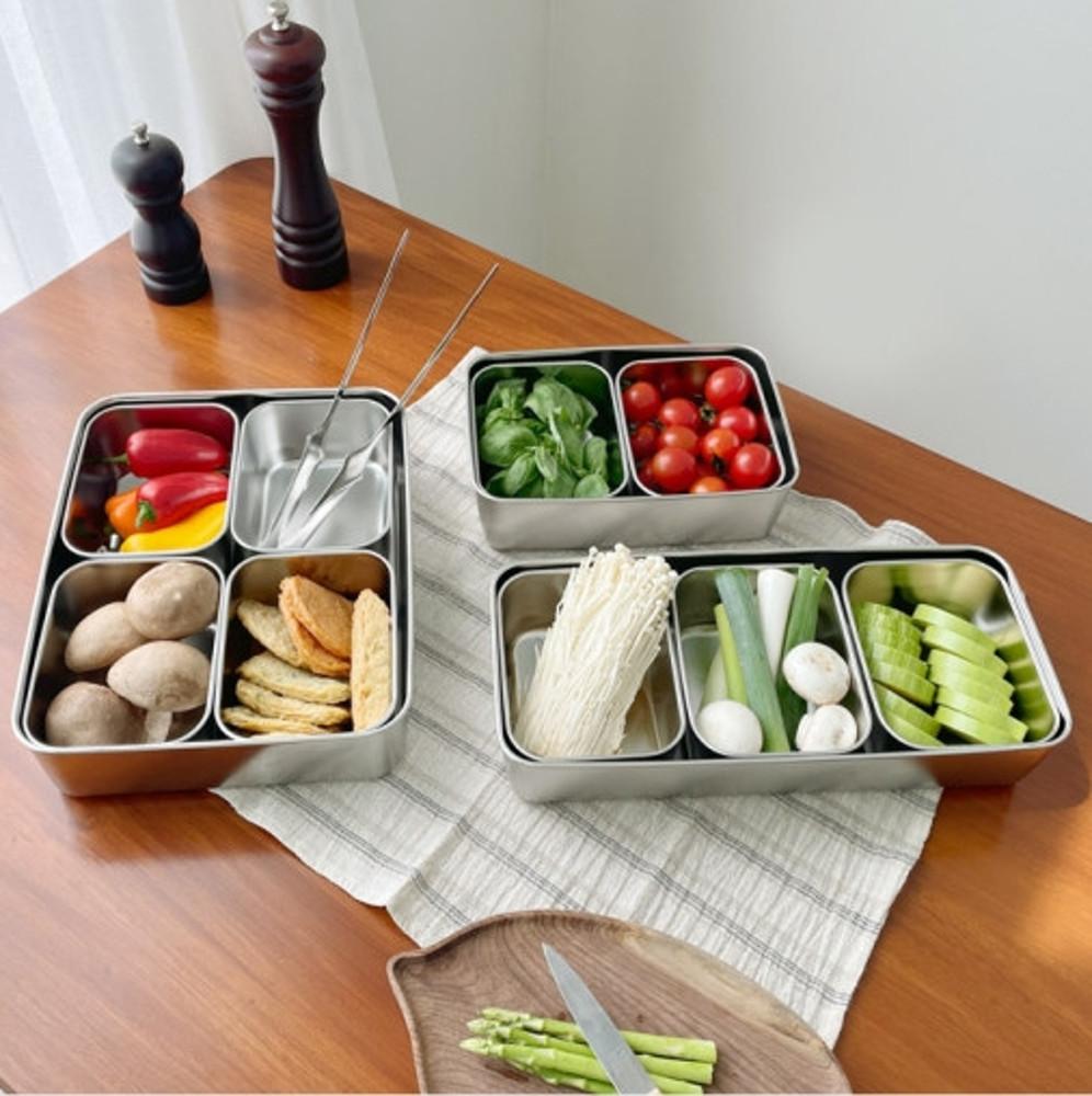 스텐 밧드 칸칸 보관용기(뚜껑포함)