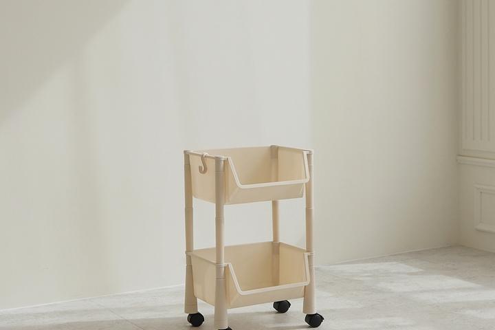 심플 이동식 트레이 2단 트롤리 베란다 펜트리 주방 화장실 선반