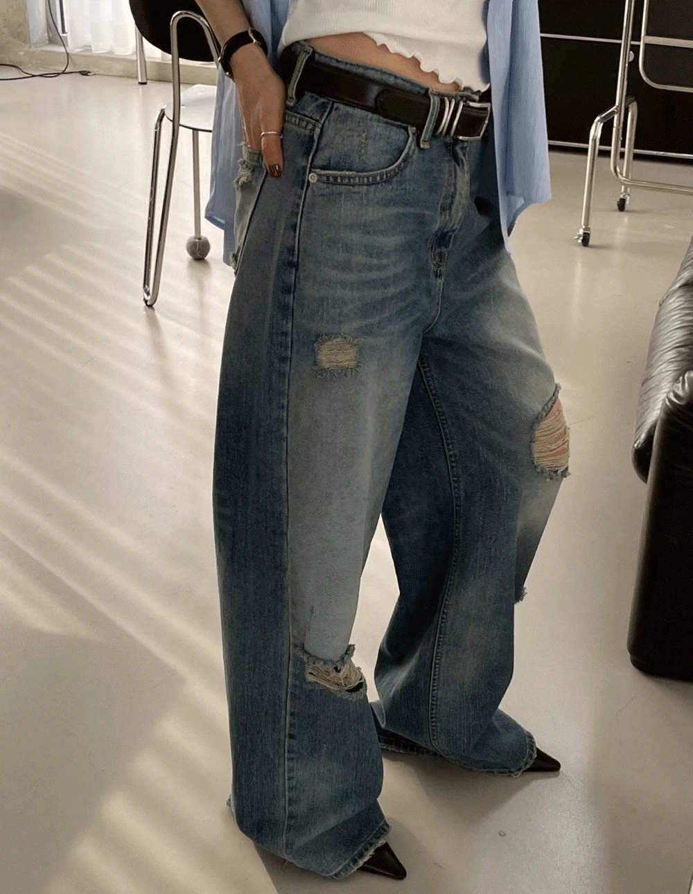 데미지 헤븐 데님 팬츠 - DENIM