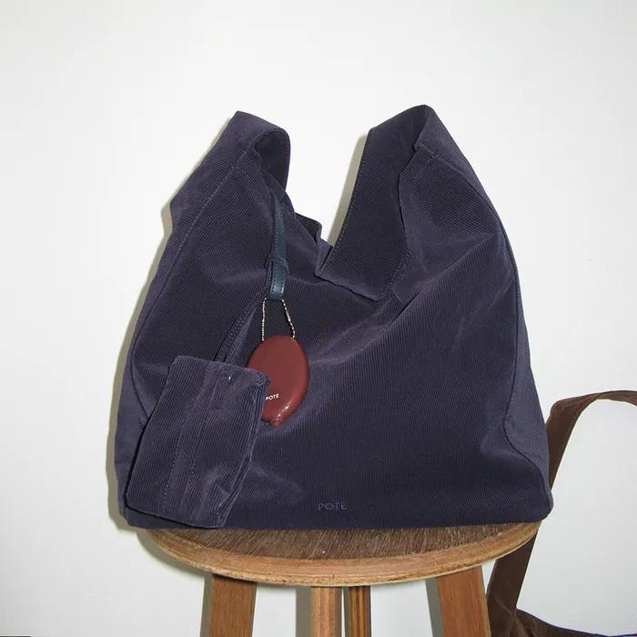 0007 Layered Pouch Hobo Bag_Corduroy Navy