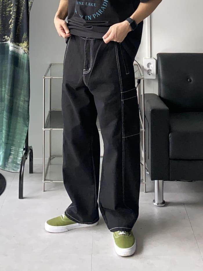 스티치 카고 와이드 팬츠 (2color)