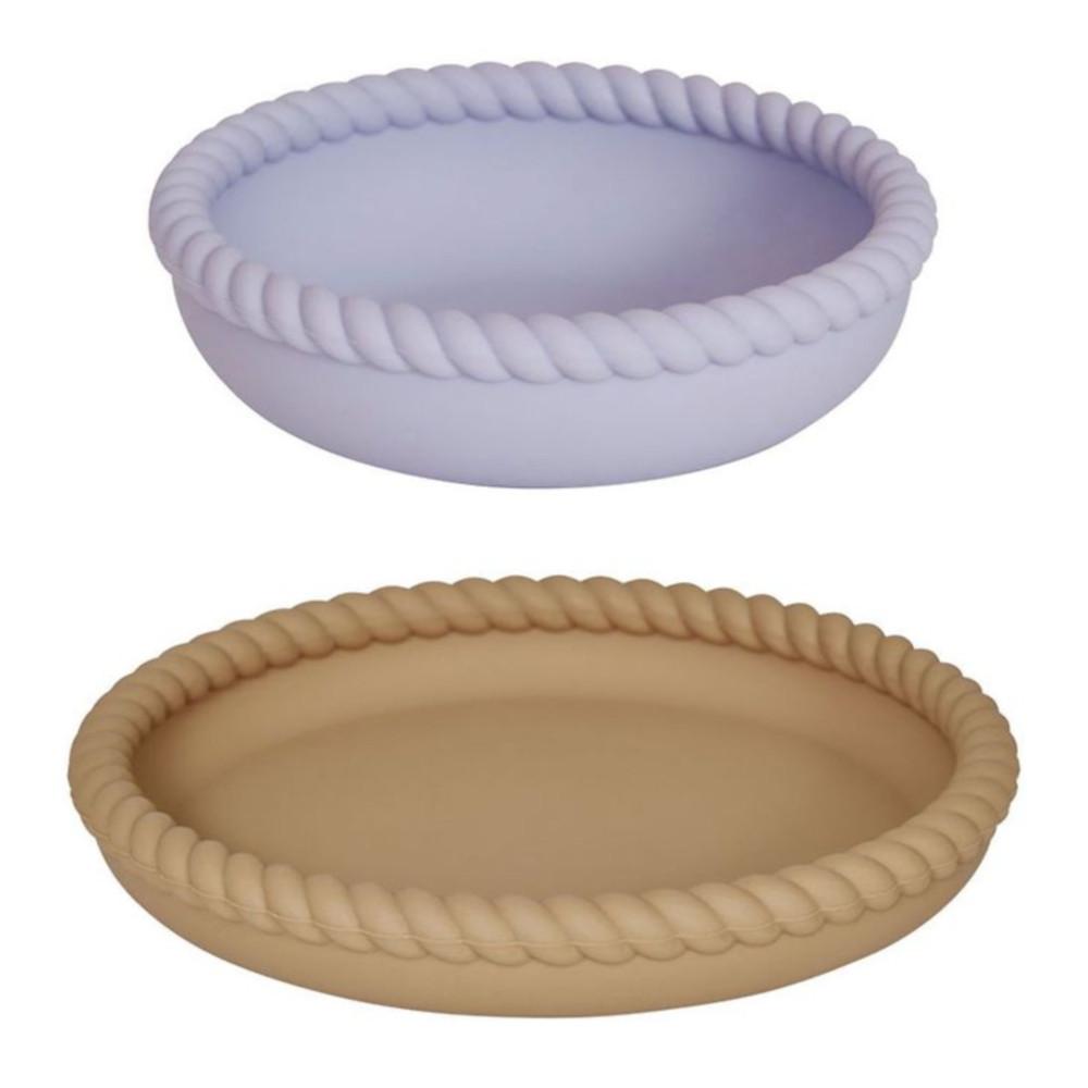 OYOY 오이오이 - 멜로우 실리콘 접시 & 그릇 세트, 라벤더/브라운