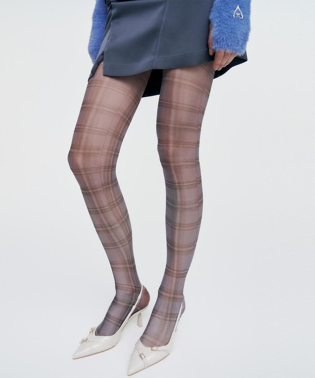 Plaid Check Stocking _ GREY