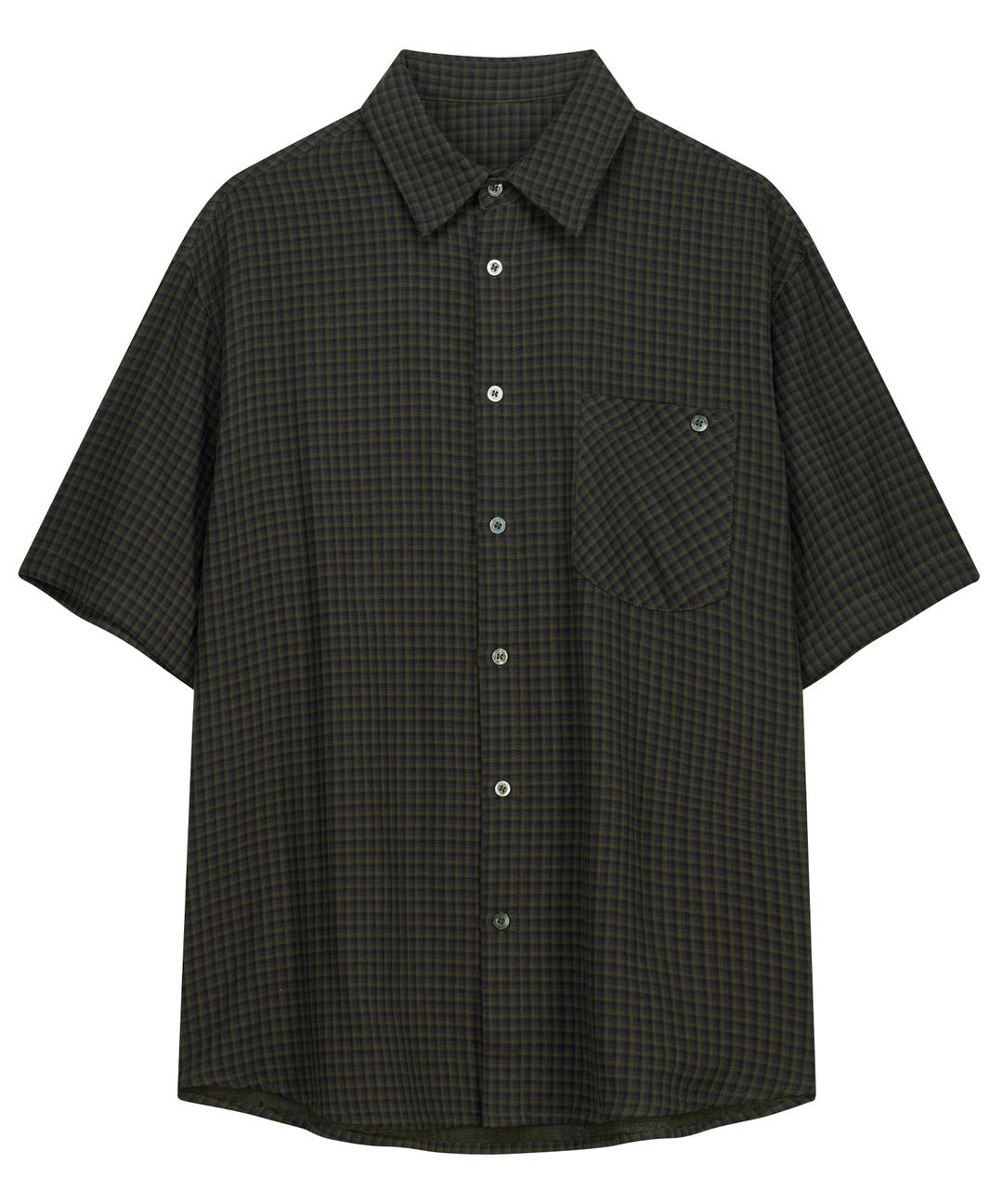 GINGHAM CHECK HALF SHIRT [KHAKI]