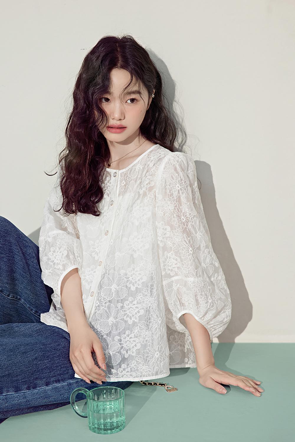 롱 슬리브 베이비돌 블라우스