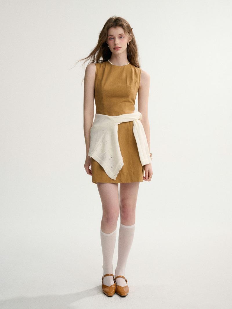 슬림 코튼 미니원피스 브라운