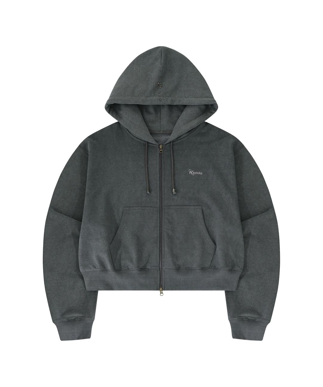 Monk Over Hood Zip-up Charchoal