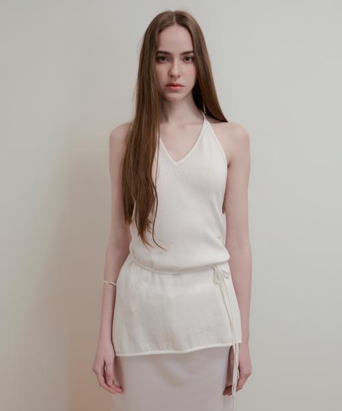 LAYERED HALTER NECK KNIT - OFF WHITE