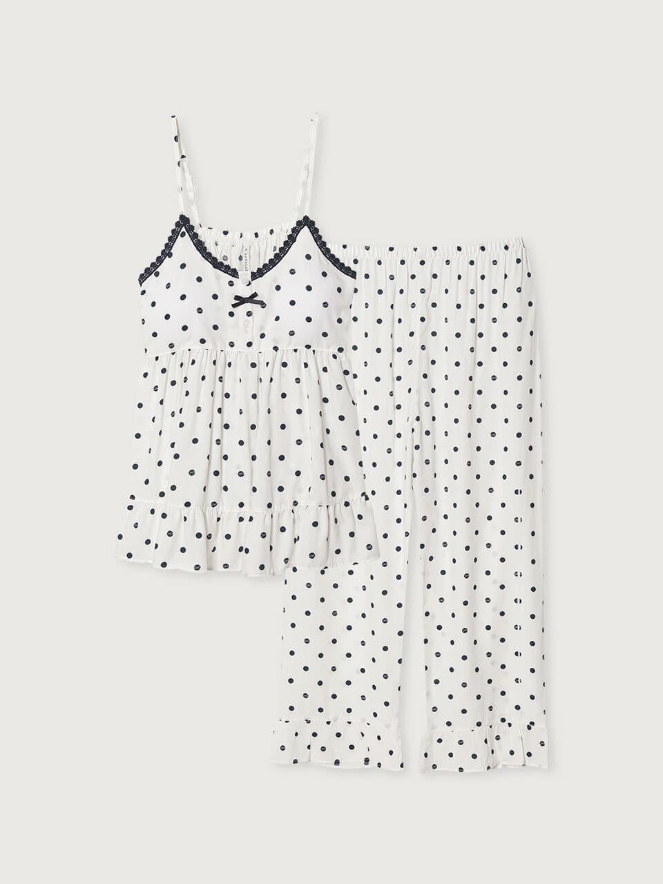 여성 도트엘르 레이온 브라캡내장 민소매 투피스 잠옷 23-02636