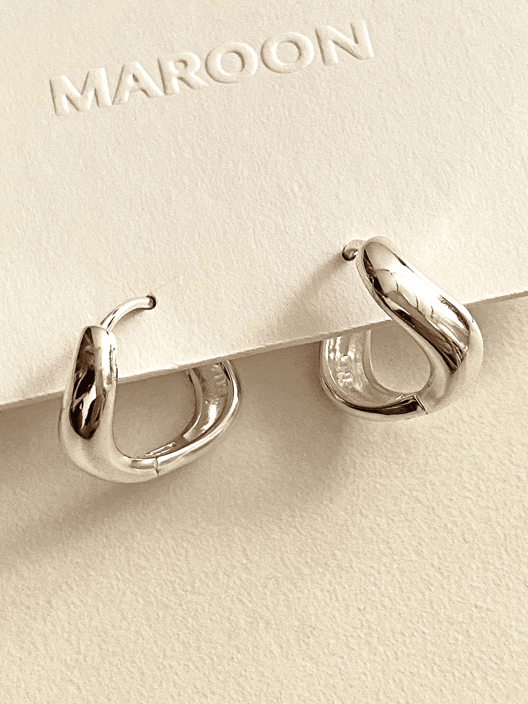 [무배] 실버925 언발 웨이브 꼬임 트위스트 원터치 링 귀걸이