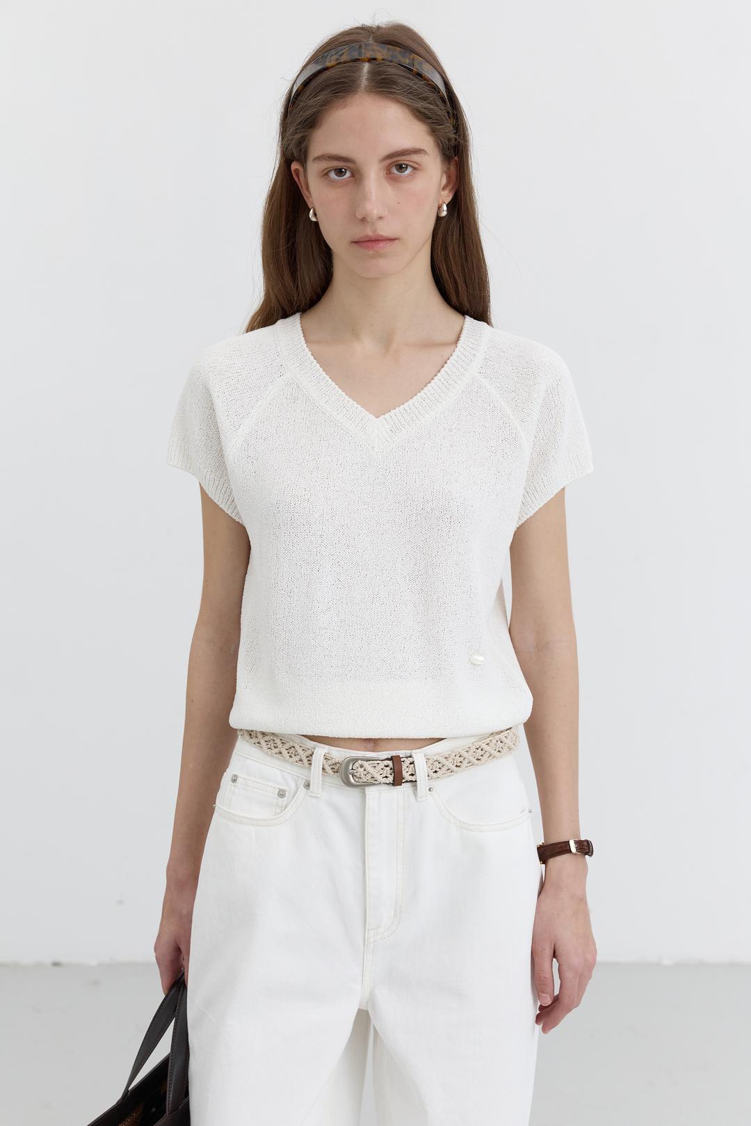 던스트 SUMMER LINEN V-NECK KNIT