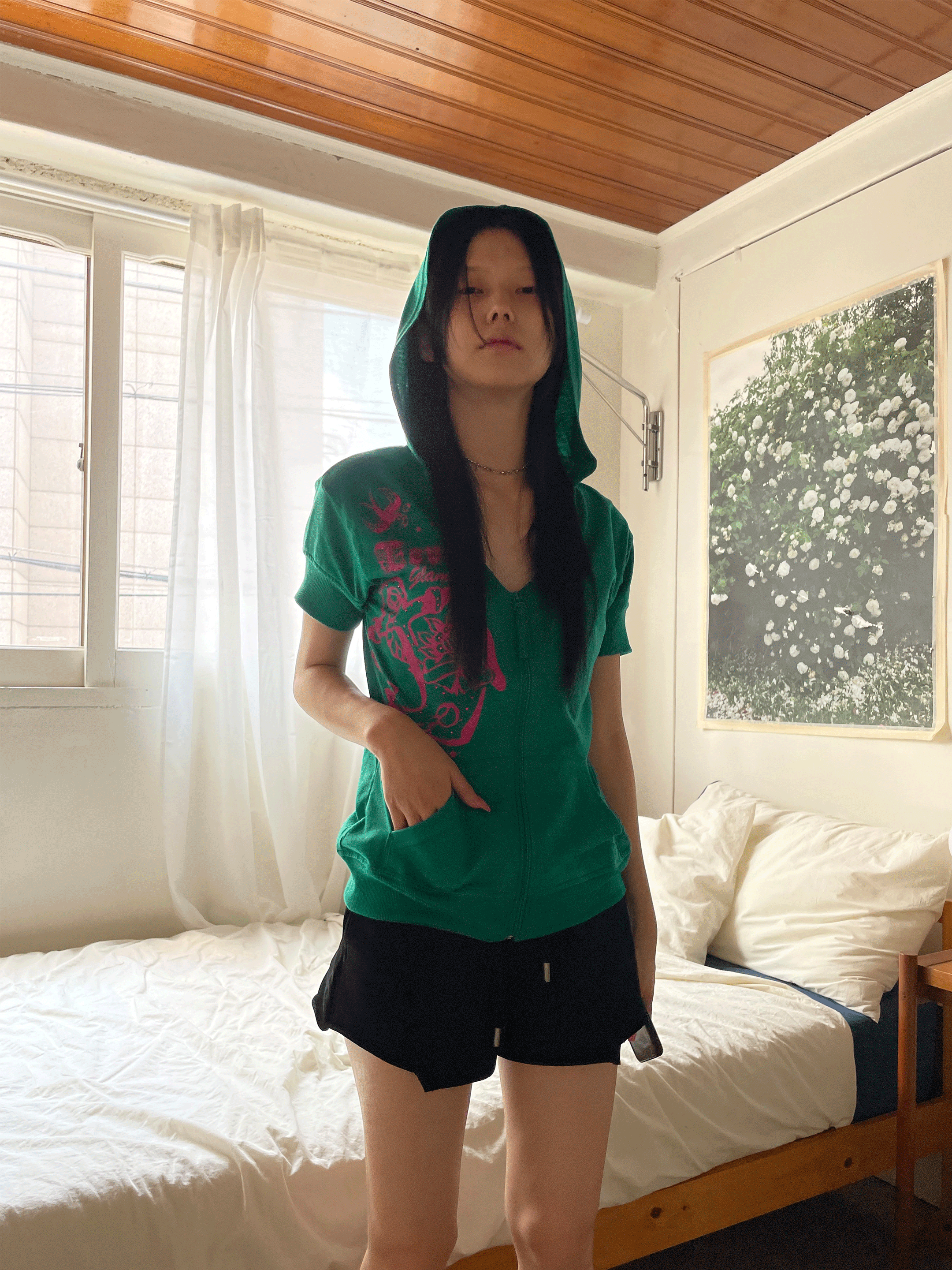 Half hoodie full-zip