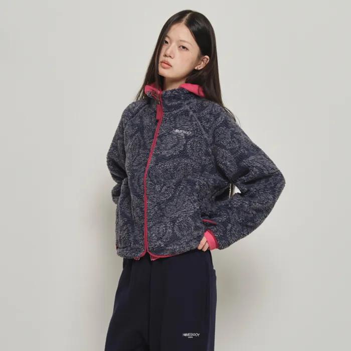 HOMEBODY FLEECE PATTERN JACKET (NAVY)