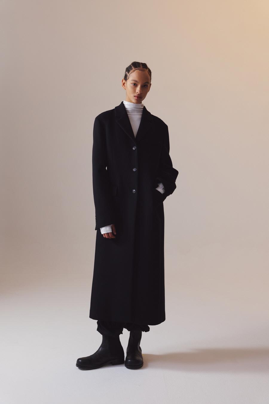 MTR 캐시미어 싱글 맥시 코트 BLACK