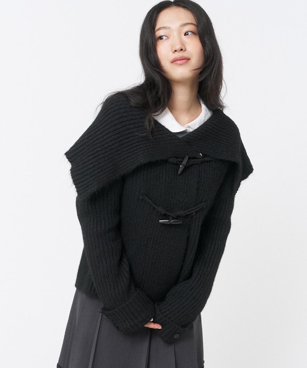 Toggle knit cardigan BLACK