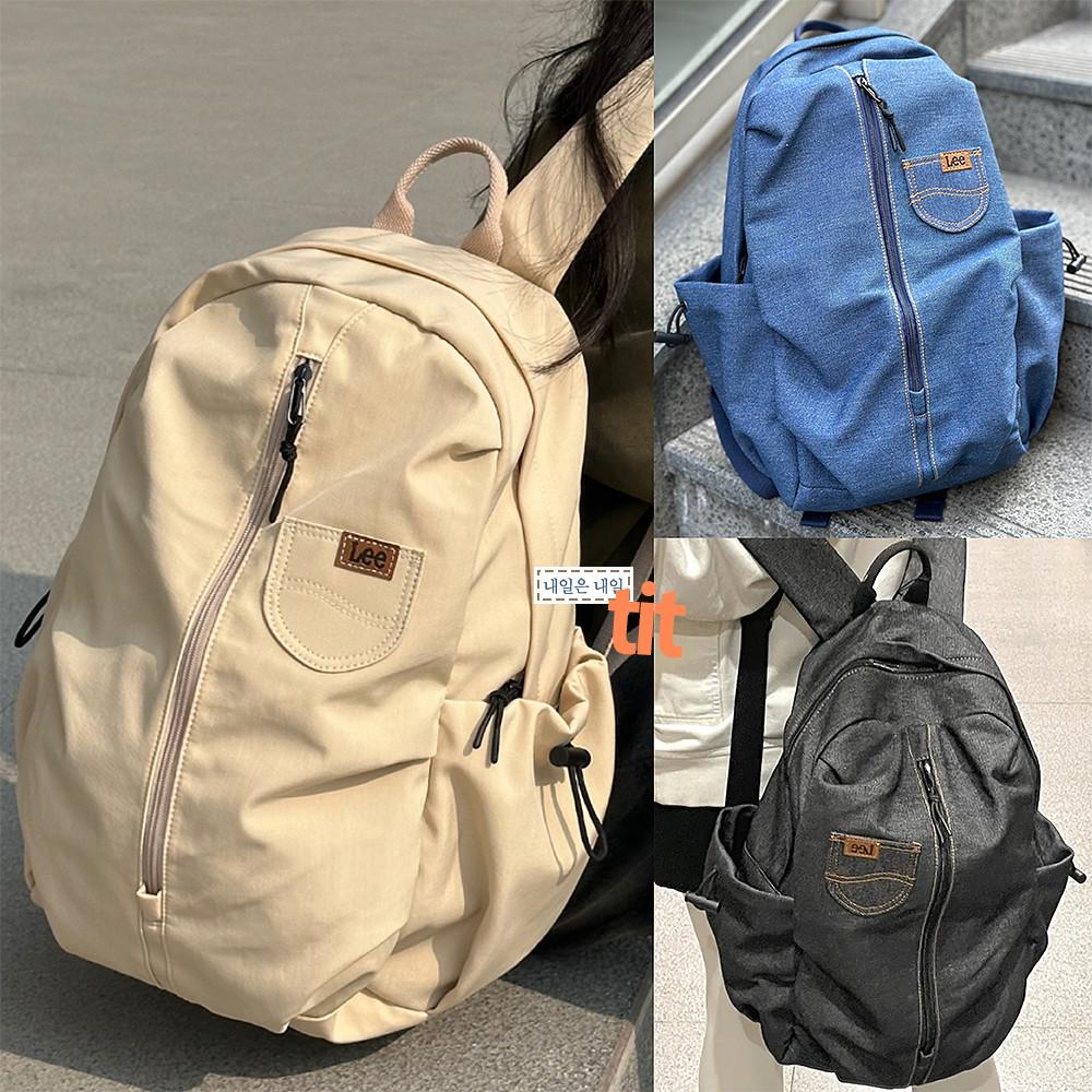 Lee 데일리 백팩 노트북 학생 가방 데님 블루 블랙 베이지 LE230067M