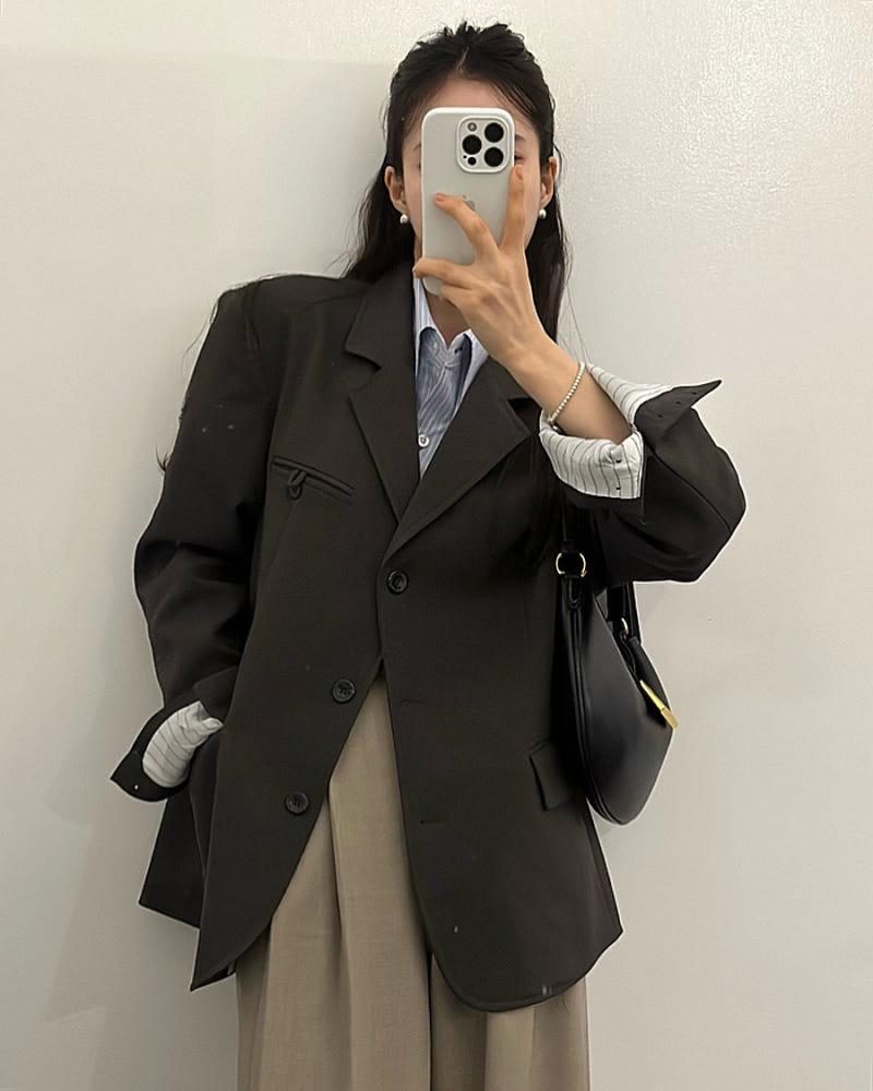 빈더 여성 오버핏 루즈핏 정장 블레이저 자켓