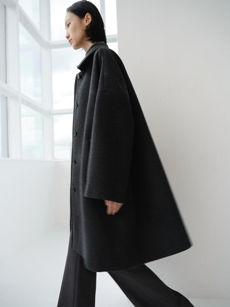 WOOL WIDE COAT (CHARCOAL)