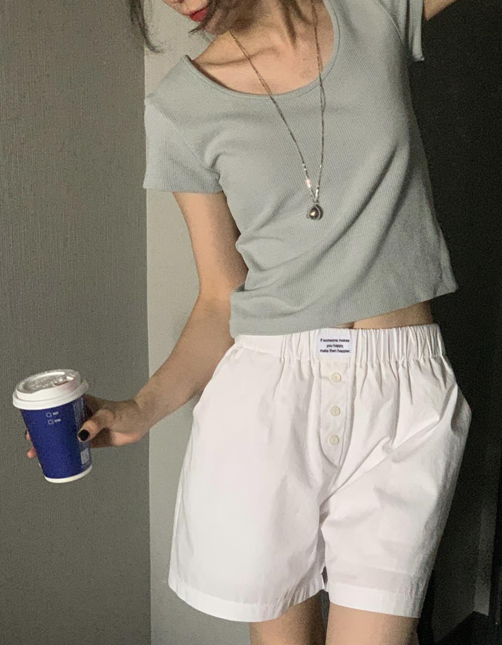 오브나인 와플 유넥 tee