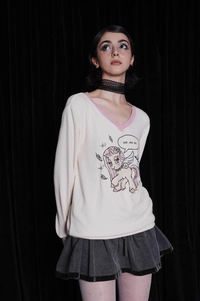리사이클폴리.에코베로.울) popsiz unicorn oversized sweatshirt-ivory
