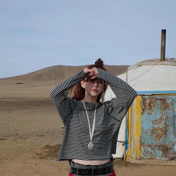 2차 예약배송 striped terry tee