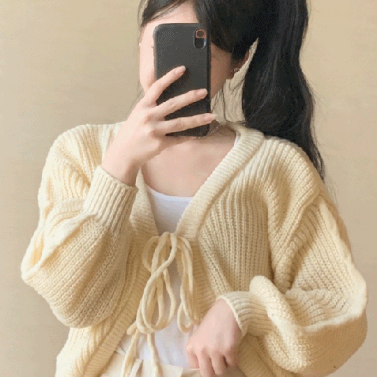 [2col/아방핏] 왕폭닥 도톰 리본 가디건