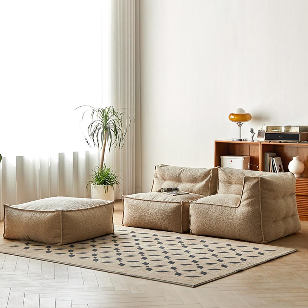 플래지어 폴 핏 부클 패브릭 모듈 디자인 빈백 소파 유닛 구조 코너 확장형 디자인 쇼파