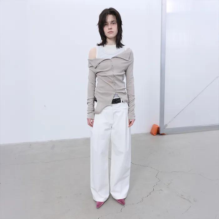 TWO-WAY BUTTON-UP TOP (BEIGE)