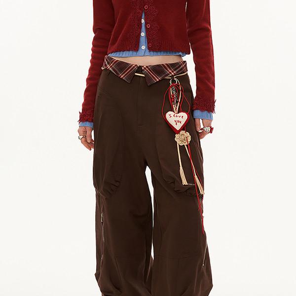 Checkered Patch Work Cargo Pants