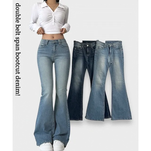*허벅지-3kg* double belt span bootcut denim! 2col