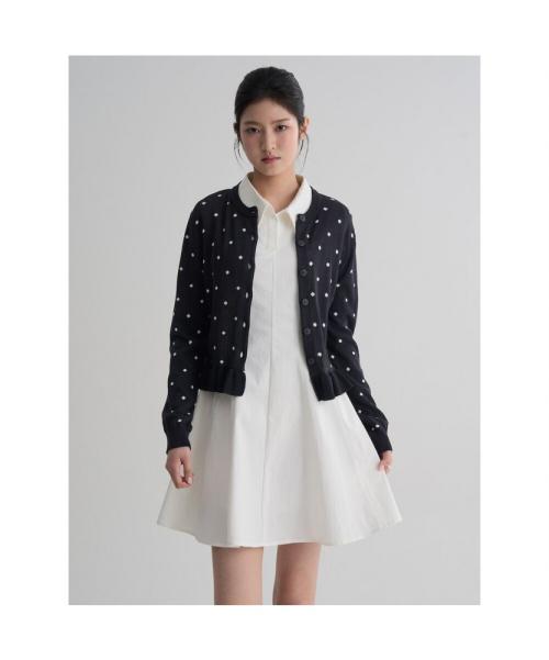 도트 카디건  네이비