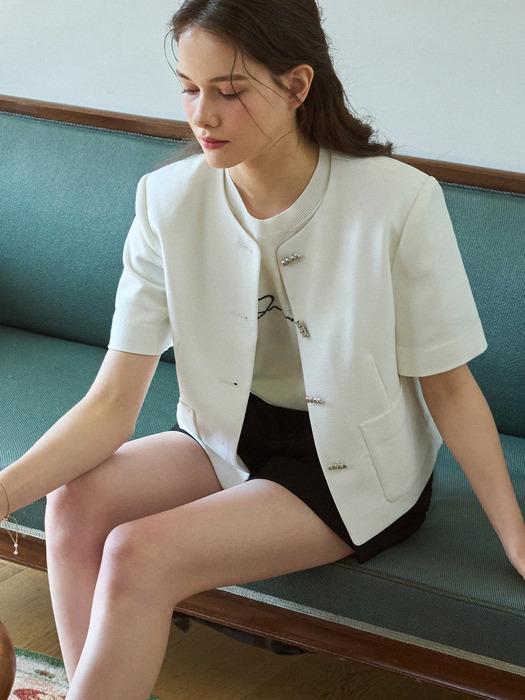 시니 트위드 반팔 자켓 [IVORY]