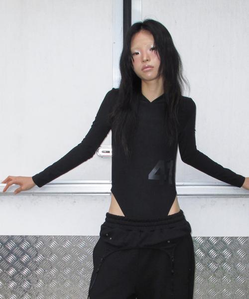 Hoodie Bodysuit / Black