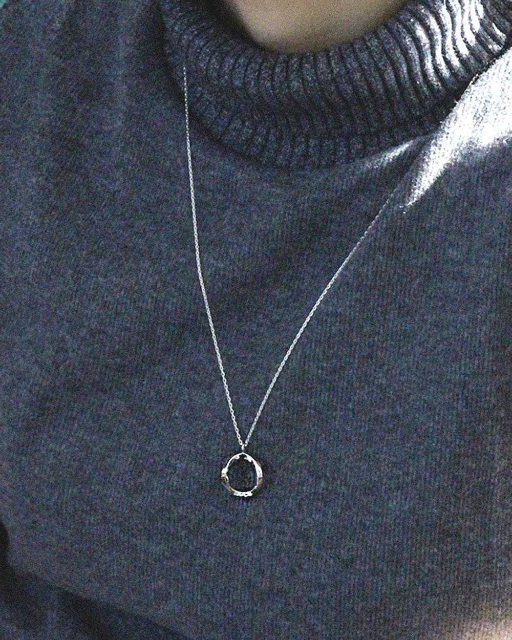 [925 silver] N-182 / basic ring pendant long chain necklace